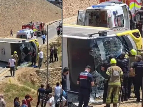 Bursa’da halk otobüsü devrildi: Yola aniden çıkan çocuğu kurtarmak isterken canından oluyordu!